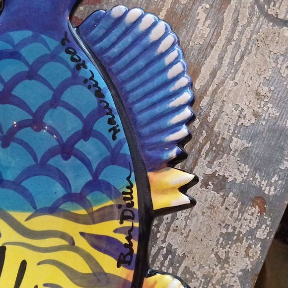 Ben Diller Potters Angelfish Pottery Hawaii bowl 2002 mint - Picture 8 of 9
